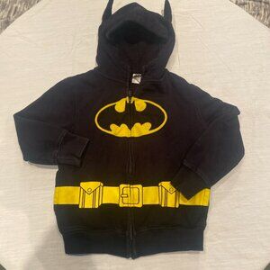 Batman Hoodie Kids Small 6/6X Black Full Zip Hoodie DC Comics